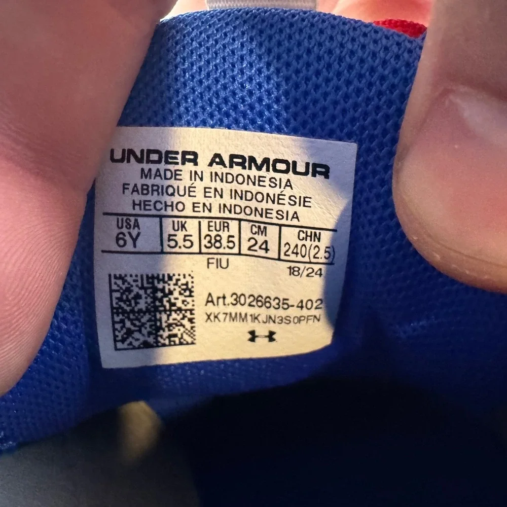 Under Armour Spawn 6 Basketball Shoes Royal Blue Red White 3026635-402 Kids 6Y